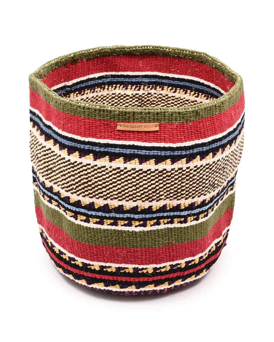 SWALI: Extra Large Maroon, Green, Purple, Yellow Wool Basket