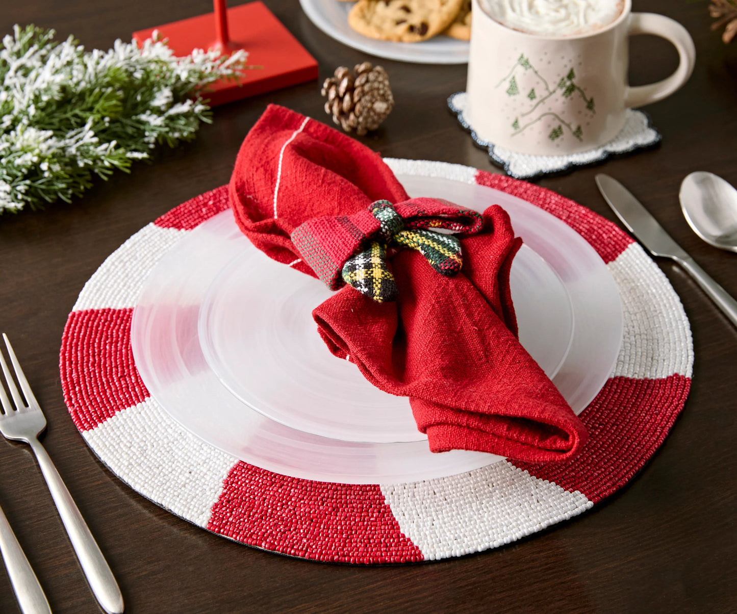 Handmade Beaded Candy Cane Placemat