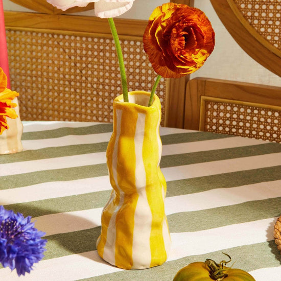 Bright Yellow Candy Stripe Vase