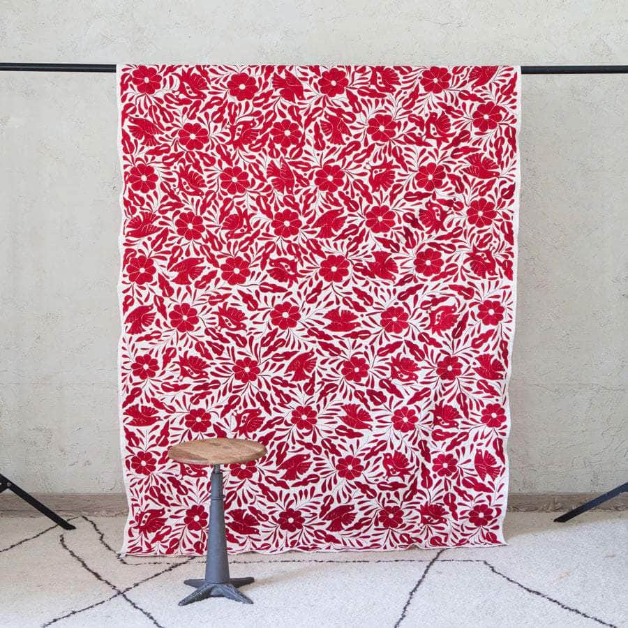 Embroidered Tablecloth - Red