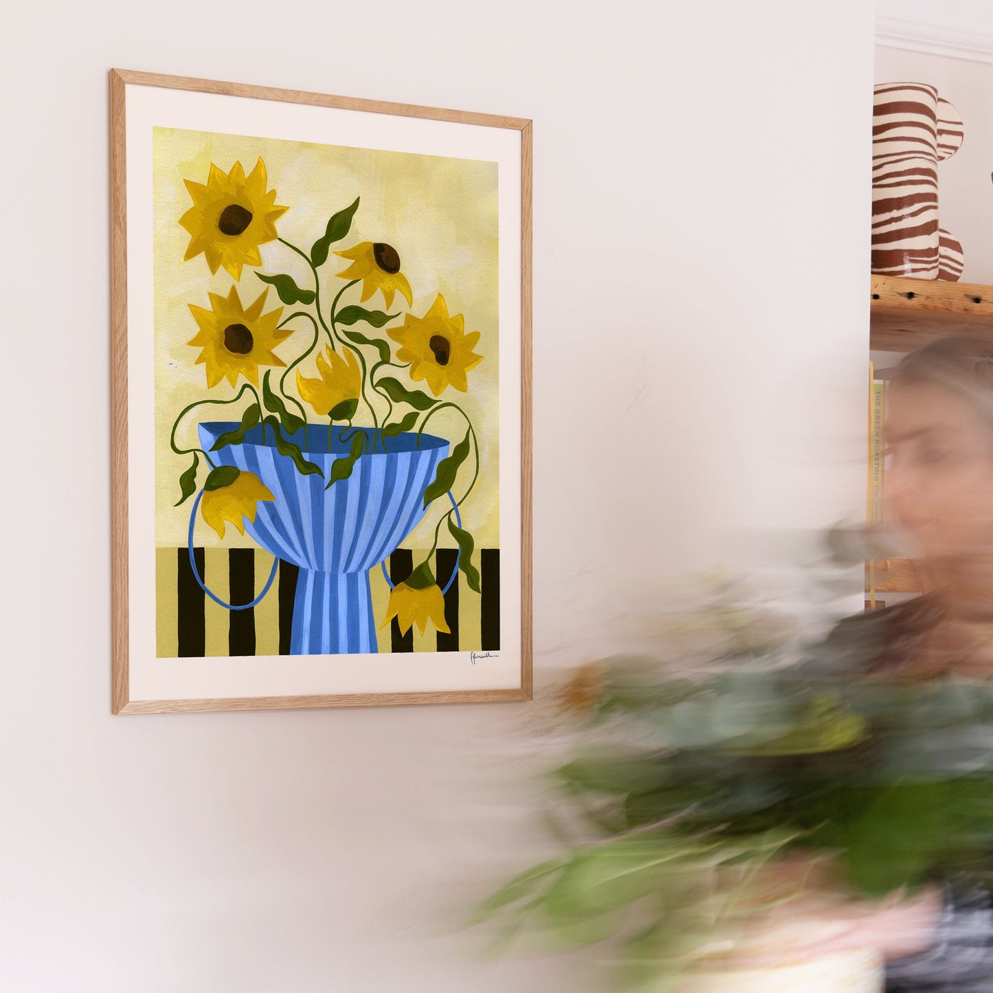 Sunflowers In Blue Vase Print