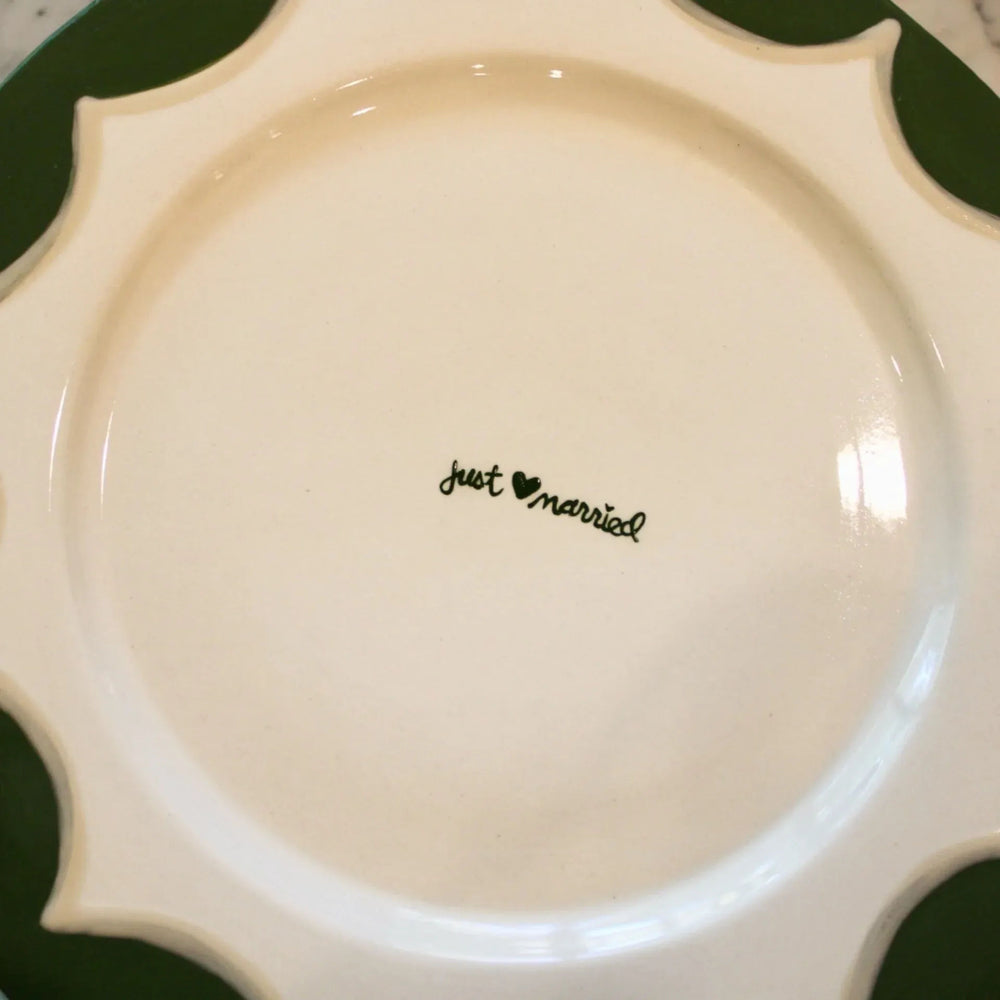 Hand-Painted “just married” Scalloped Cake Plate