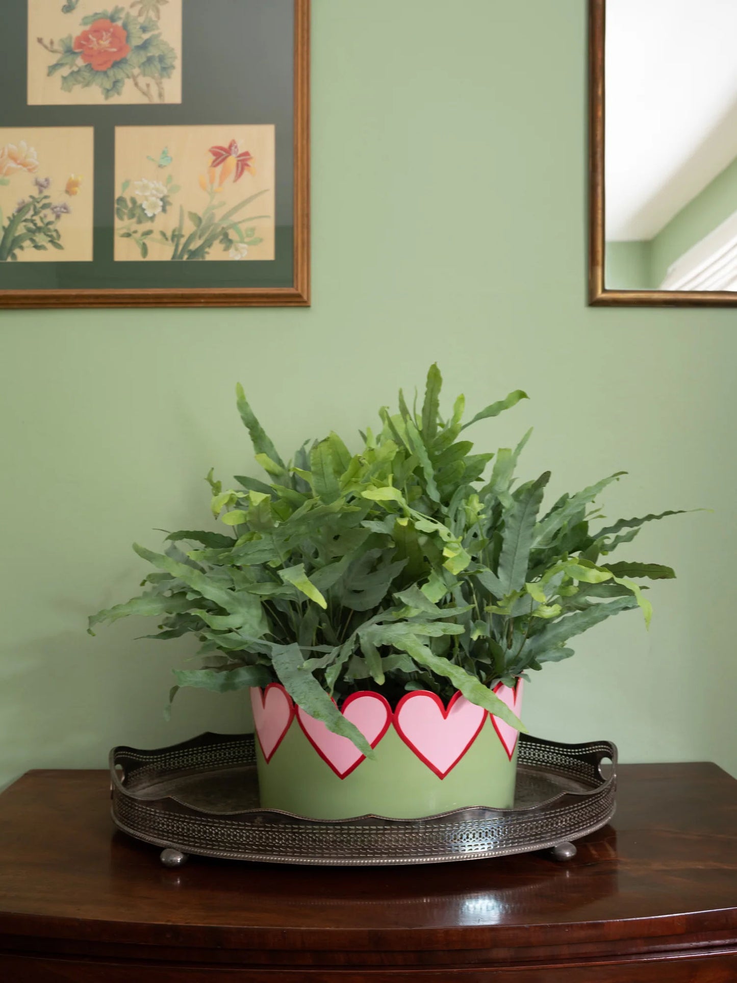 Round Heart Planter Large - Apple Green, Candy Pink and Ruby Red