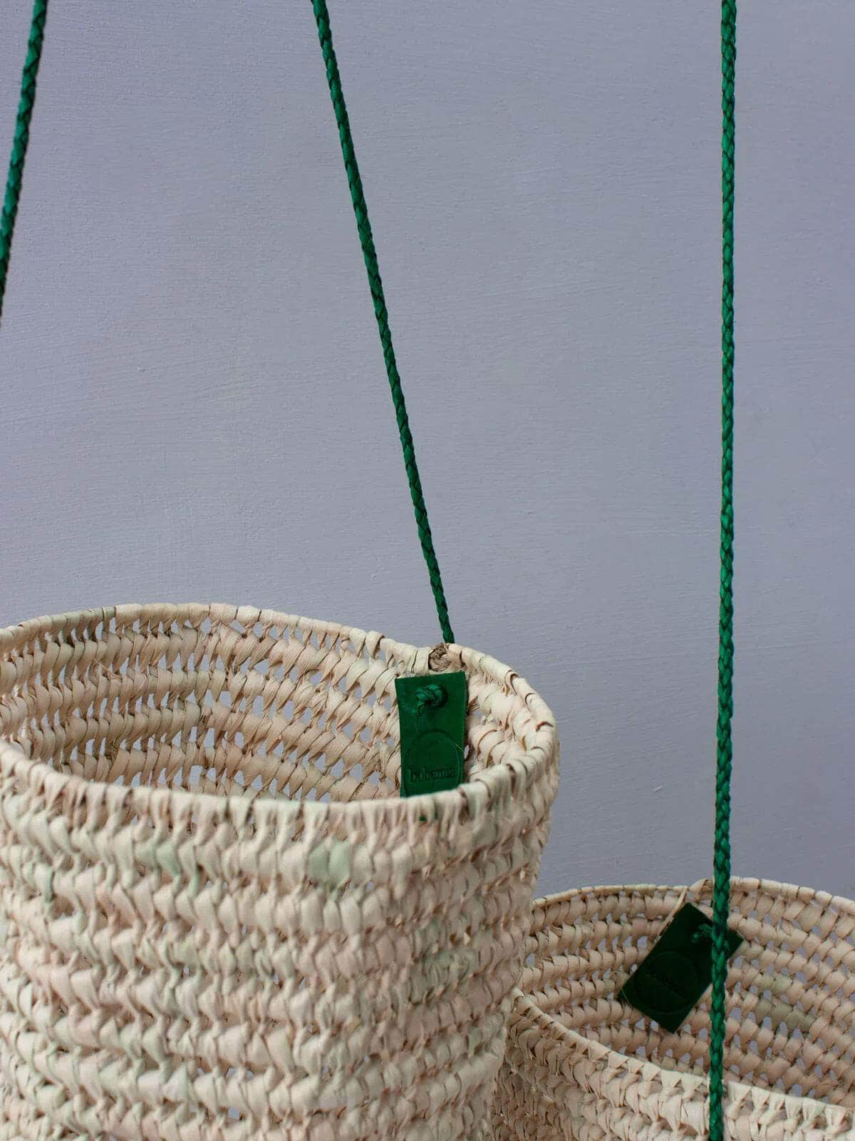 Open Weave Dome Hanging Baskets - Green