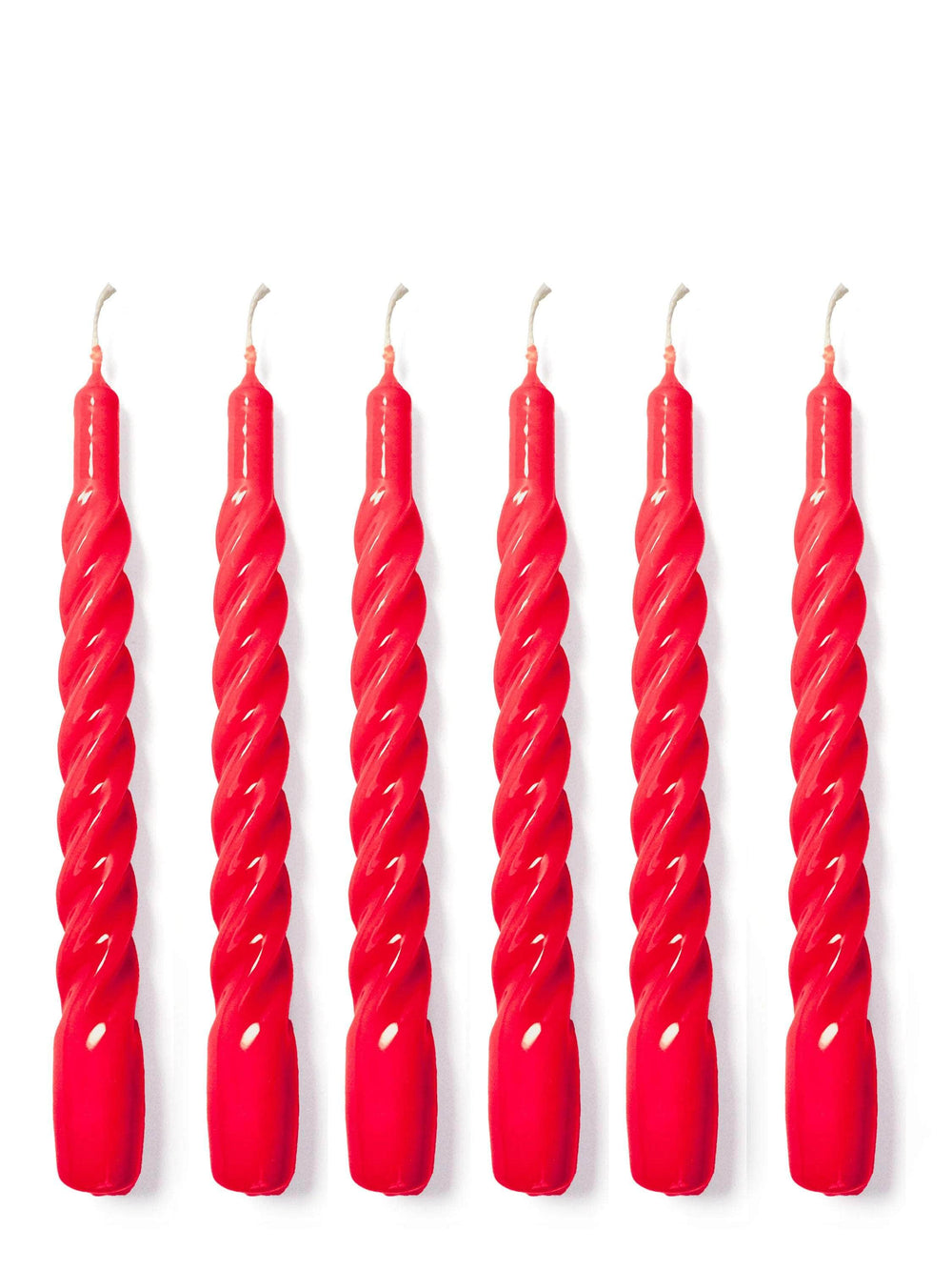 Christmas Red Twisted Gloss Candles - Set of 6