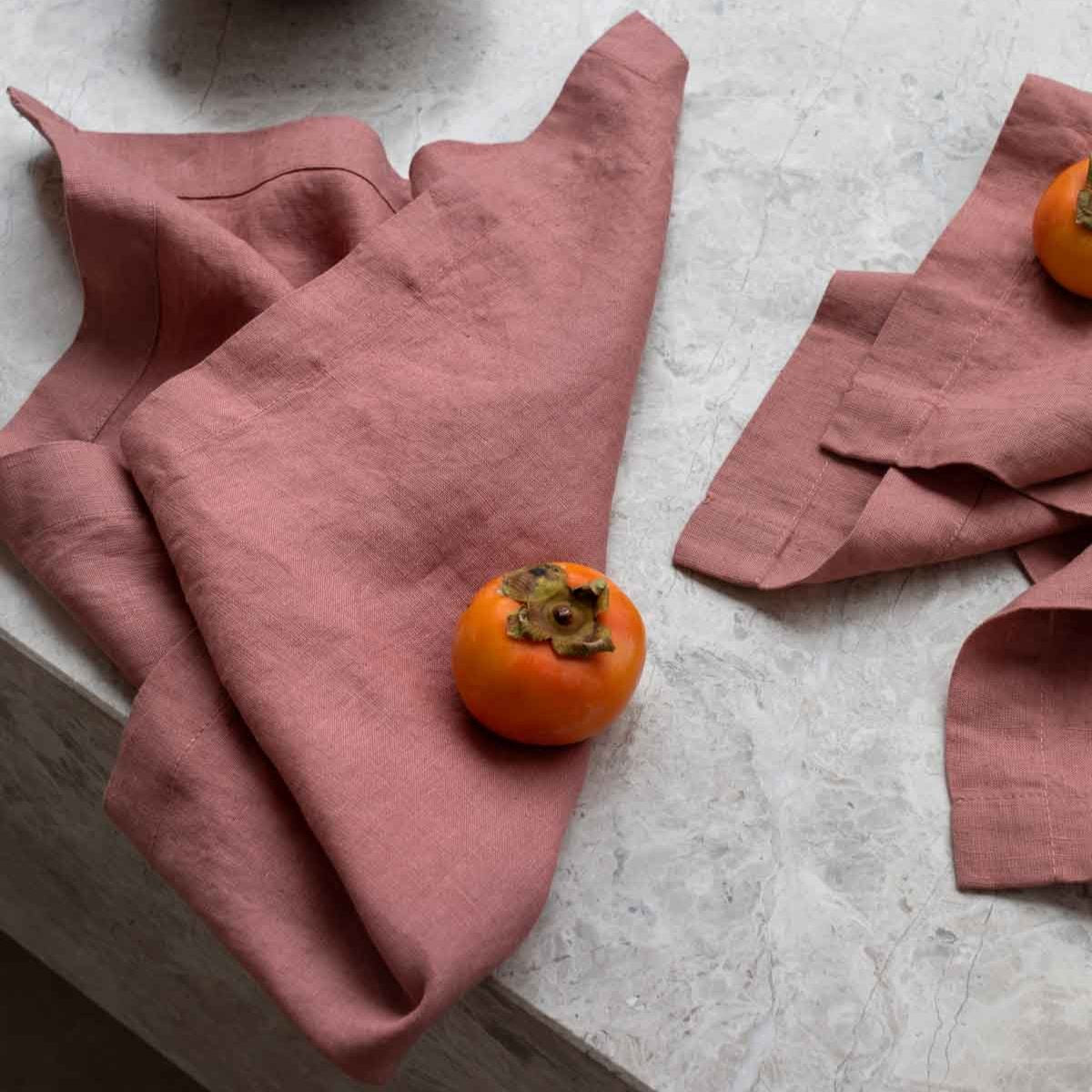 100% Linen Table Napkins - Rose Pink (Set of Four)