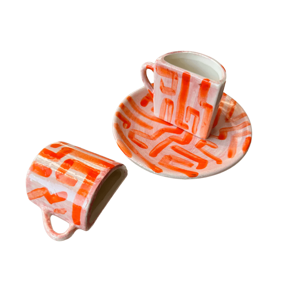 Tête a Tête Cup Set - Pink and Orange