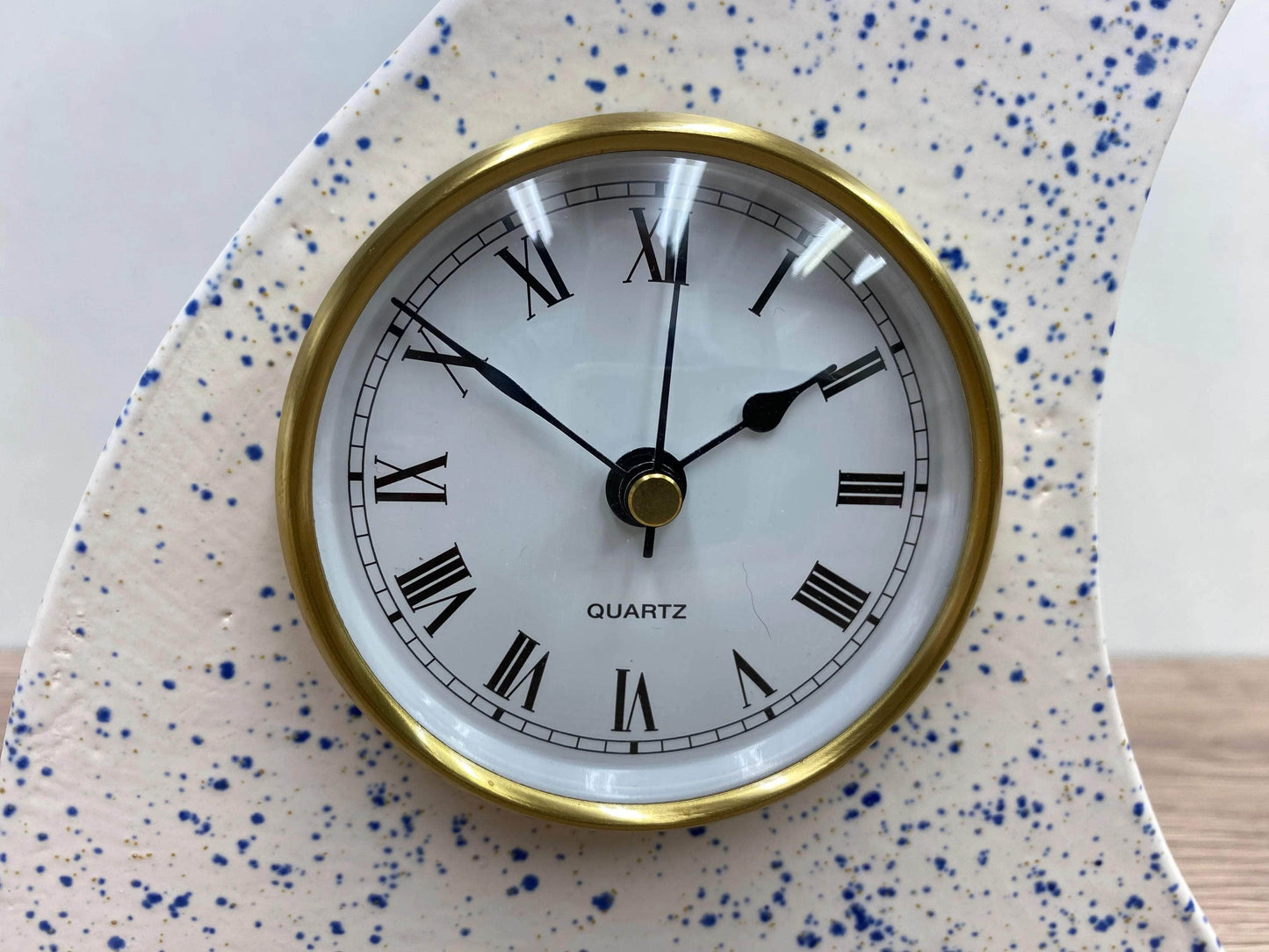 Ceramic Mantel Clock - Light Blue Speckled