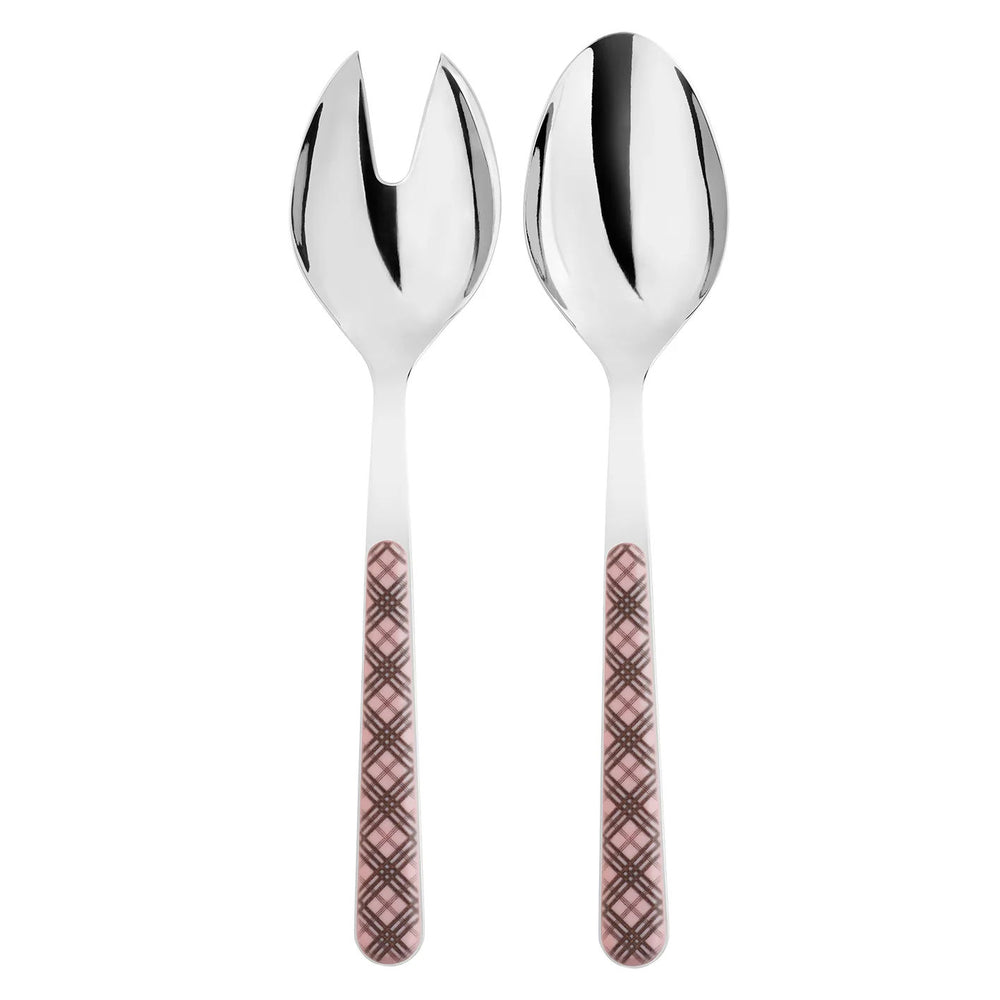 Tartan Salad Servers, Pink