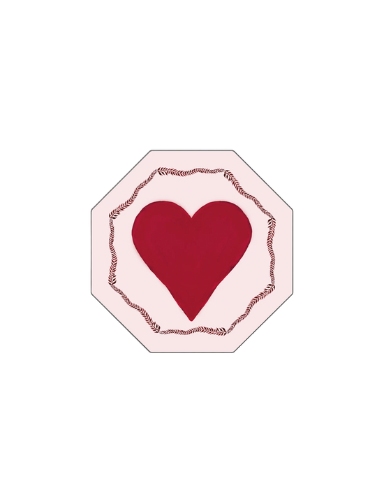 Red Love Heart Hexagon Coaster