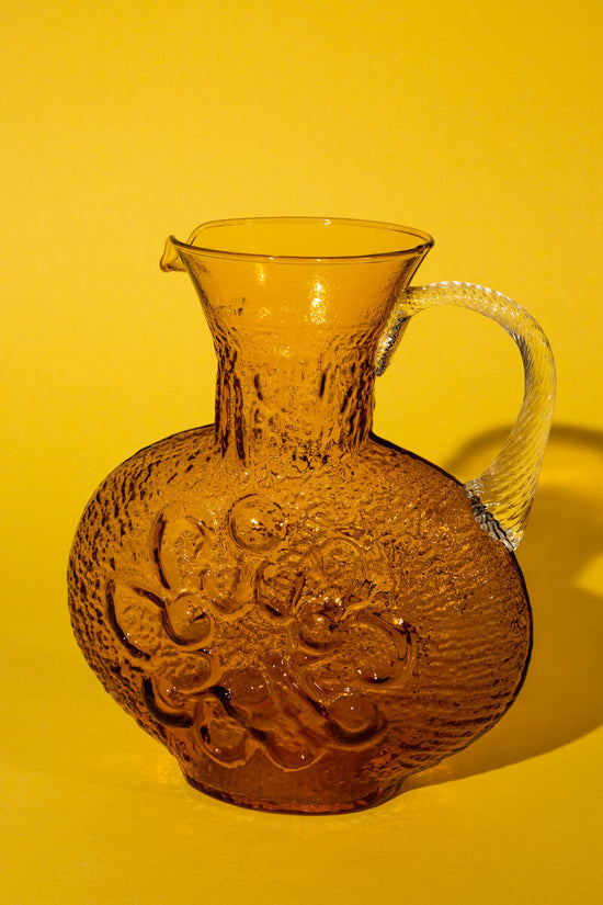 Amber Glass Vintage Pitcher, Stelvia Glass Italy