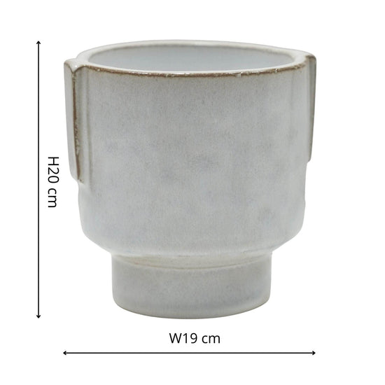 Aries Glazed Handles Planter White