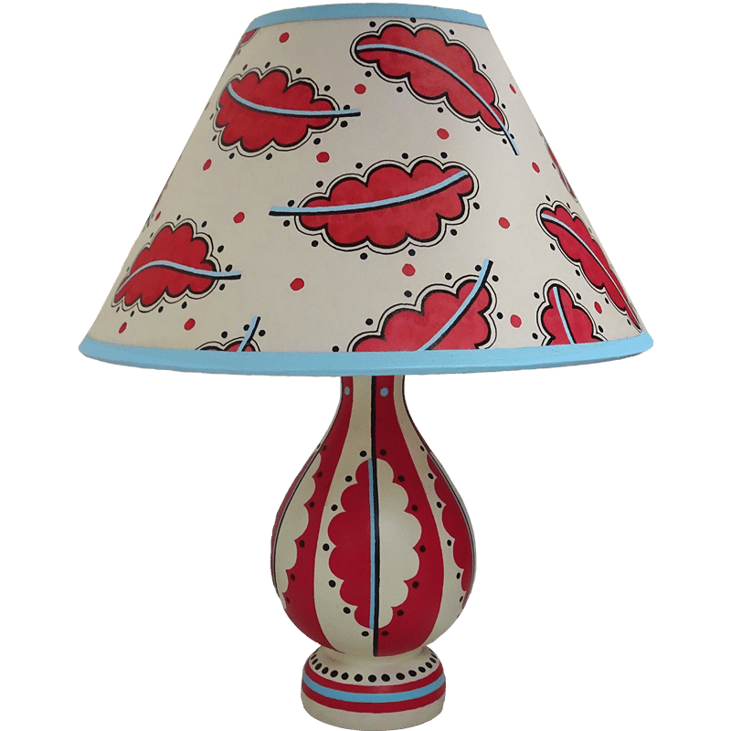 Oak Leaf Vase Lamp - Red Blue