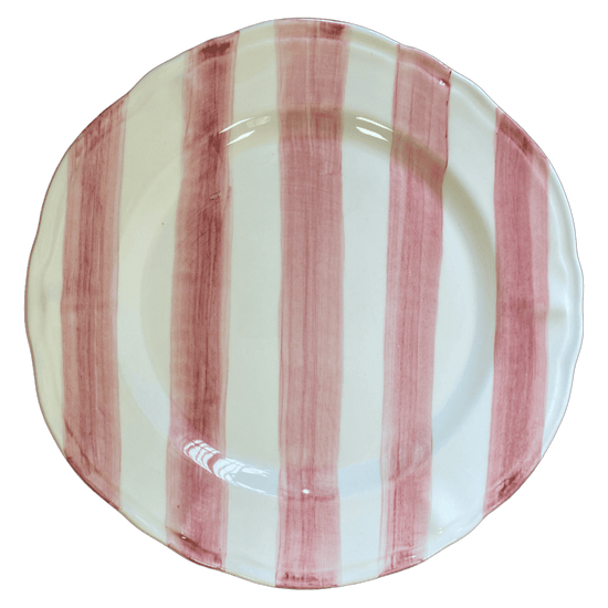 Set of Two Hand-Painted Ceramic Dinner Plates - Stripe Collection