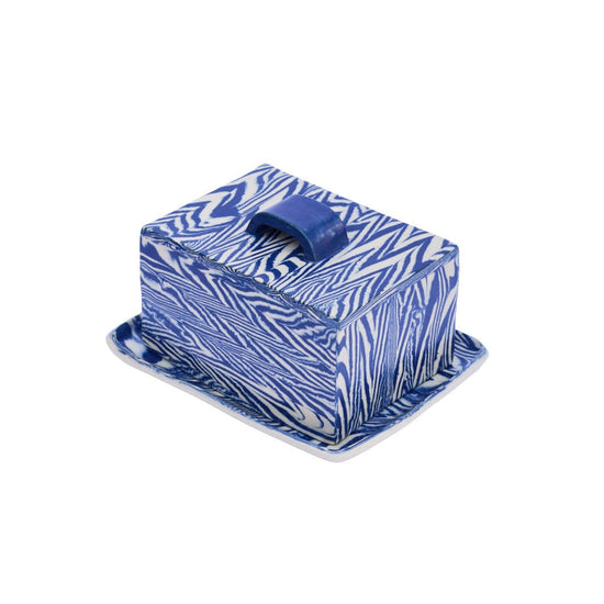 Cobalt Herringbone Butter Dish