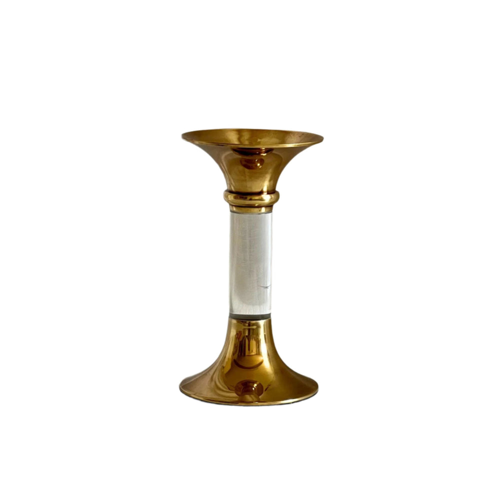 Brass and Acrylic Candleholder Small - Clear