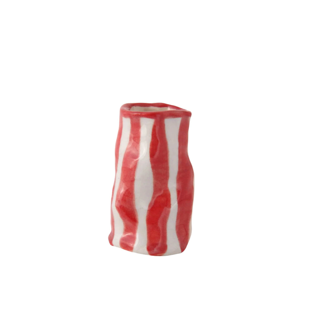 Bright Red Candy Stripe Candle Holder