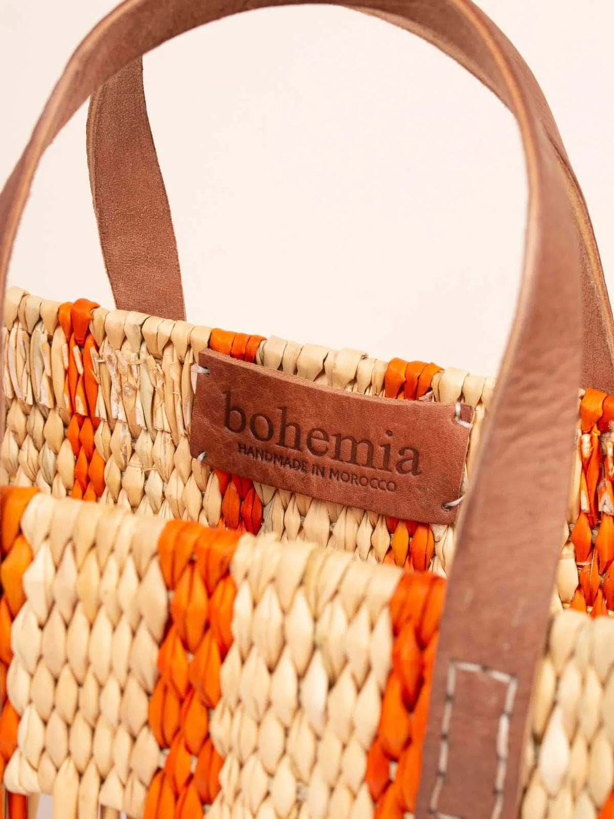 Decorative Reed Basket - Orange Stripe