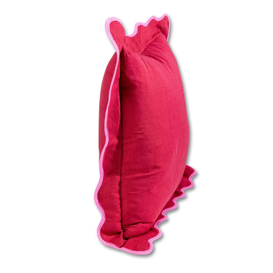 Darcy Linen Pillow - Wine + Neon Pink