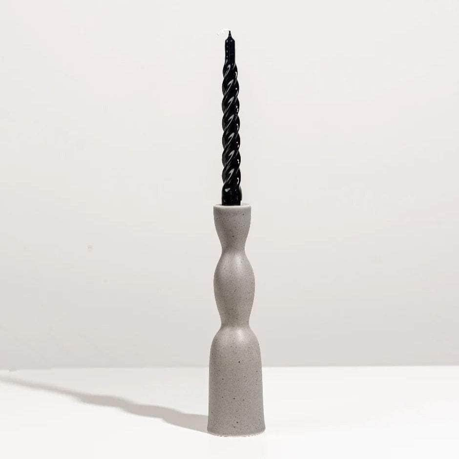 Grey Speckle Tall Wave Candleholder