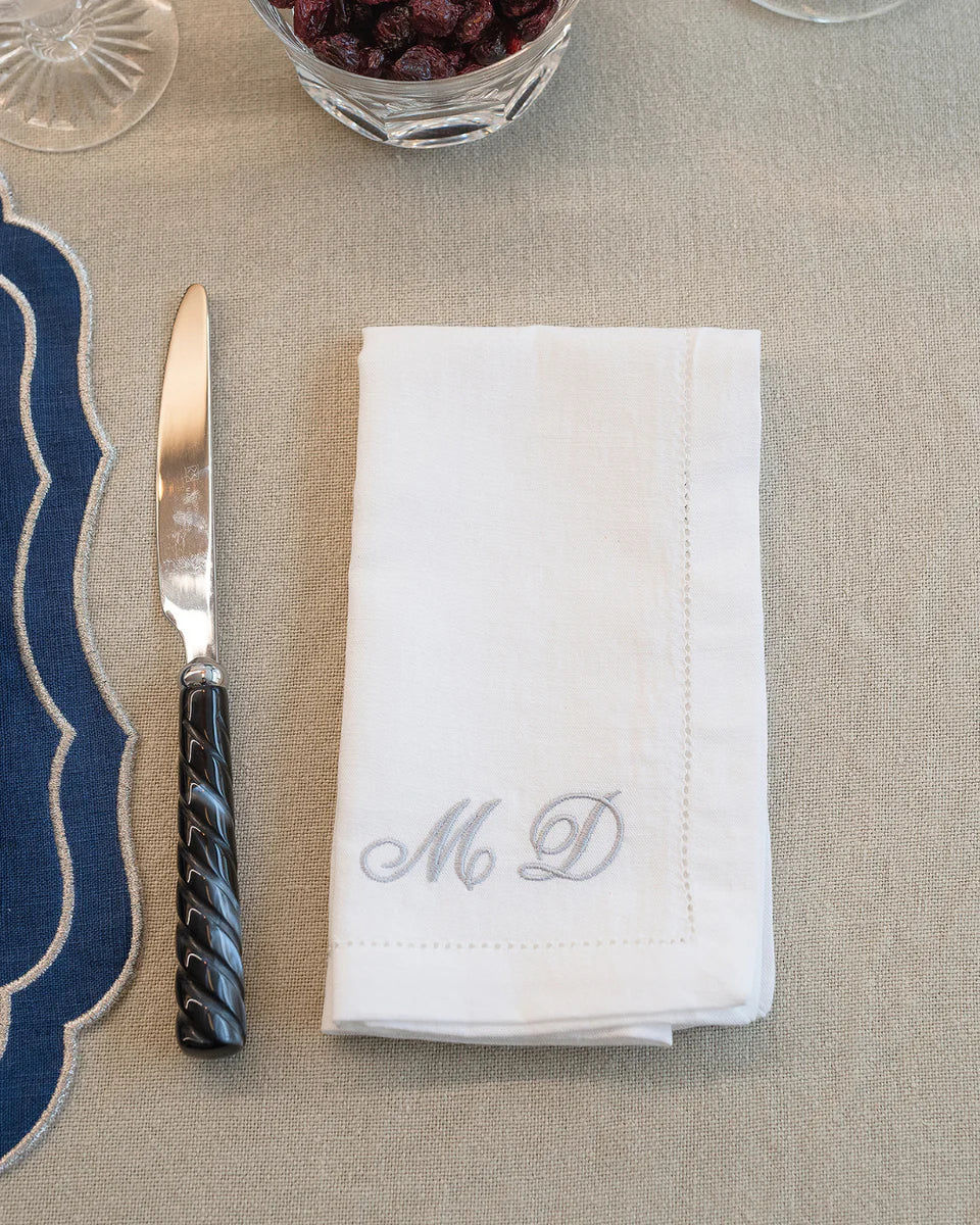 Personalised White Hemstitch Linen Napkin