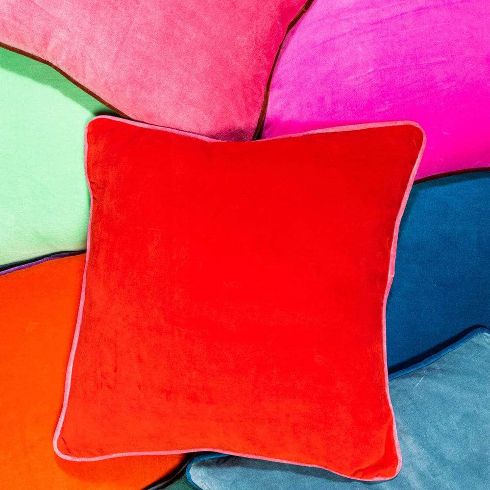 Charliss Velvet Pillow - Cherry + Light Pink