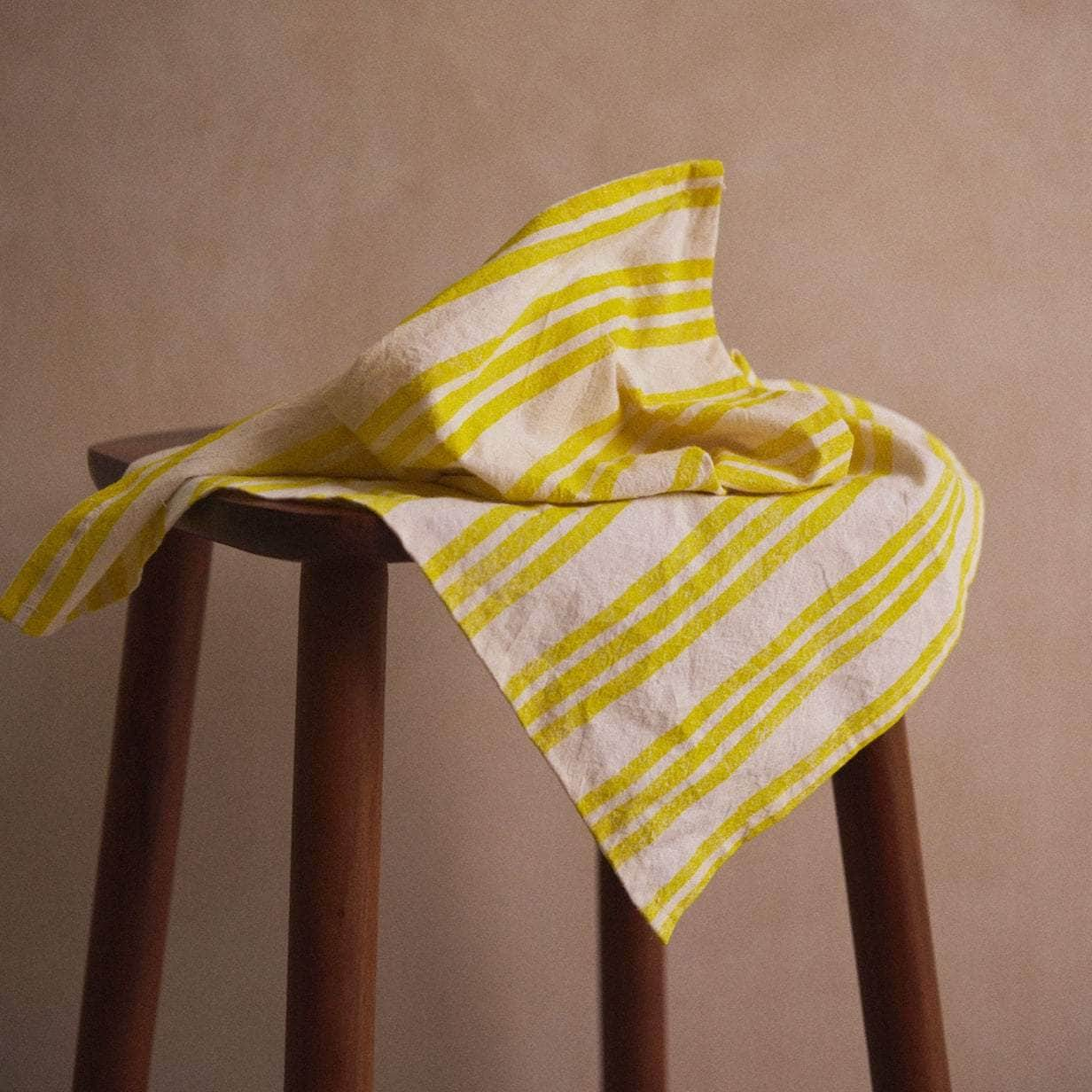 Lemon Striped Napkins. Set of 4