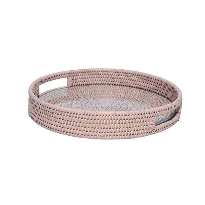 Myanmar's Majesty Rattan Serving Tray - Pink