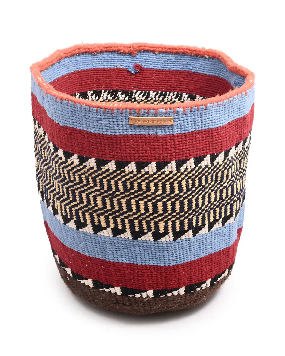 TAKA: Extra Large Blue, Maroon, Purple, Yellow Wool Basket