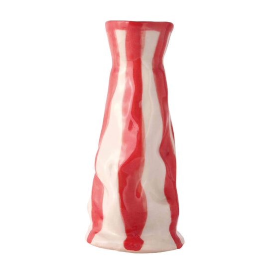 Bright red candy stripe vase