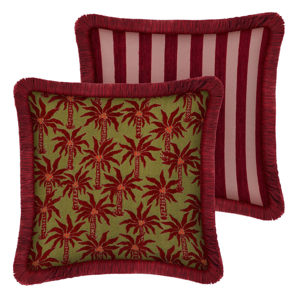 Double Sided Cushion Laura Olive & Bordeaux x Jackie Bordeaux & Rose