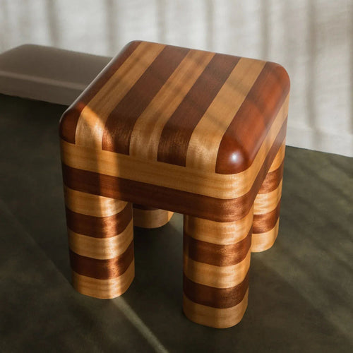 Marcello - Wooden Striped Stool / Side Table