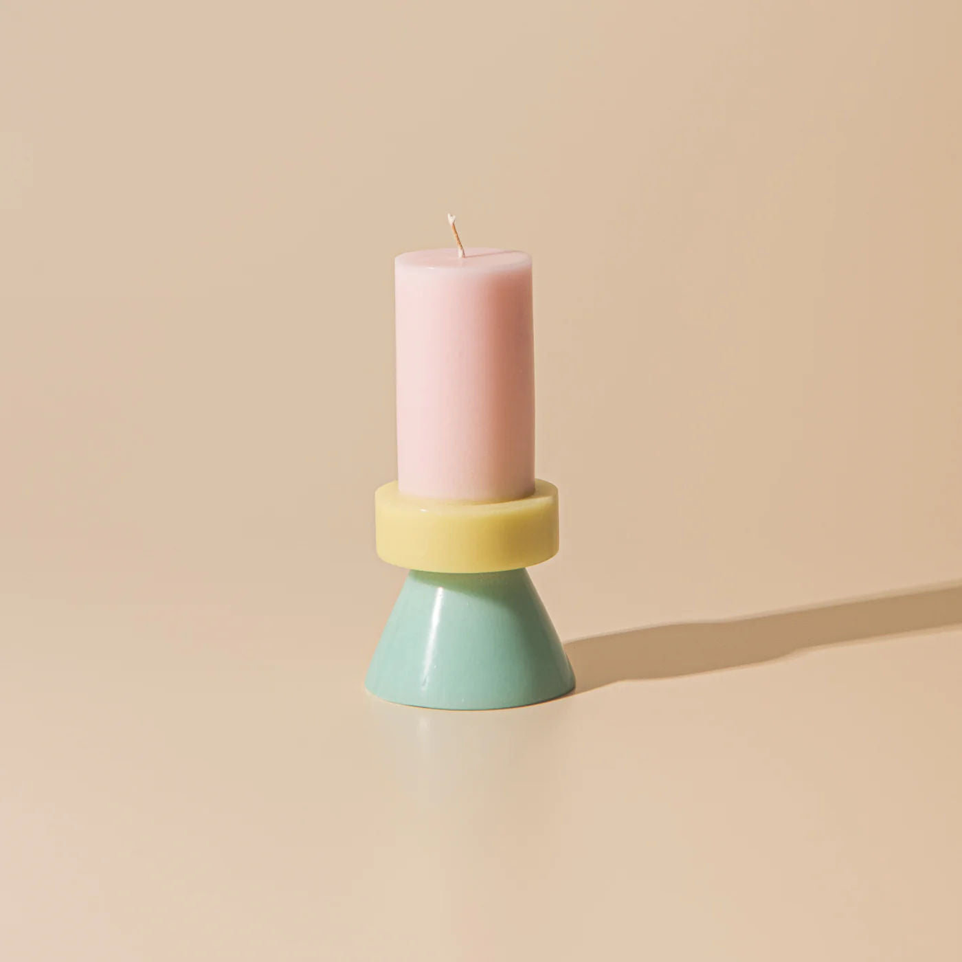 Stack Candle Tall - Floss Pink / Pale Yellow / Mint