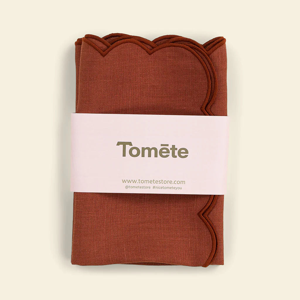 The Red Ochre Linen Scalloped Napkins (Set of 2)