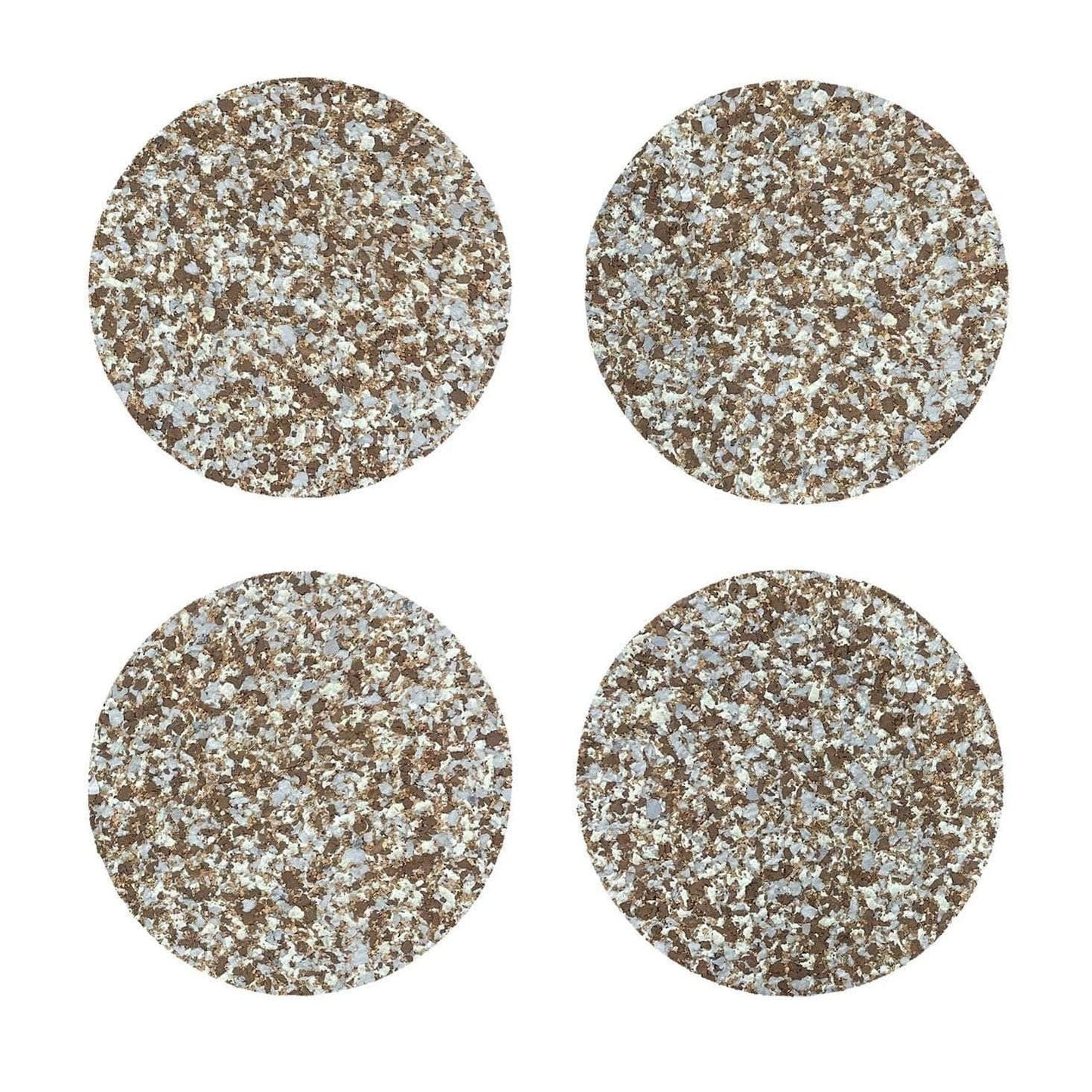 Warm Grey Speckled Round Cork Coasters - Set of 4