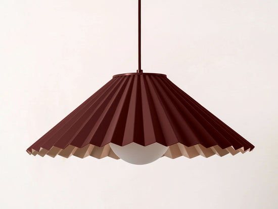 Burgundy large pleat ceiling pendant