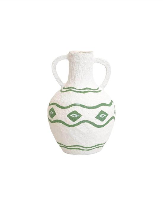 Pentola Cotton Maché Vase - Medium Green