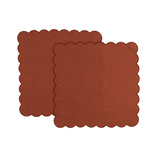 The Red Ochre Linen Scalloped Napkins (Set of 2)