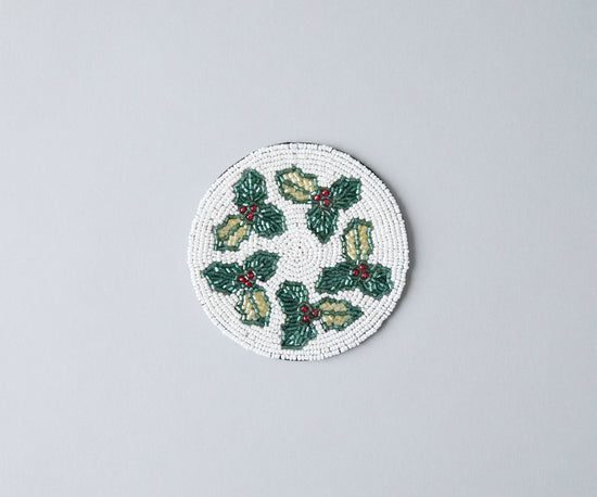 Hand-sewn Embroidery Seed Beaded Coasters