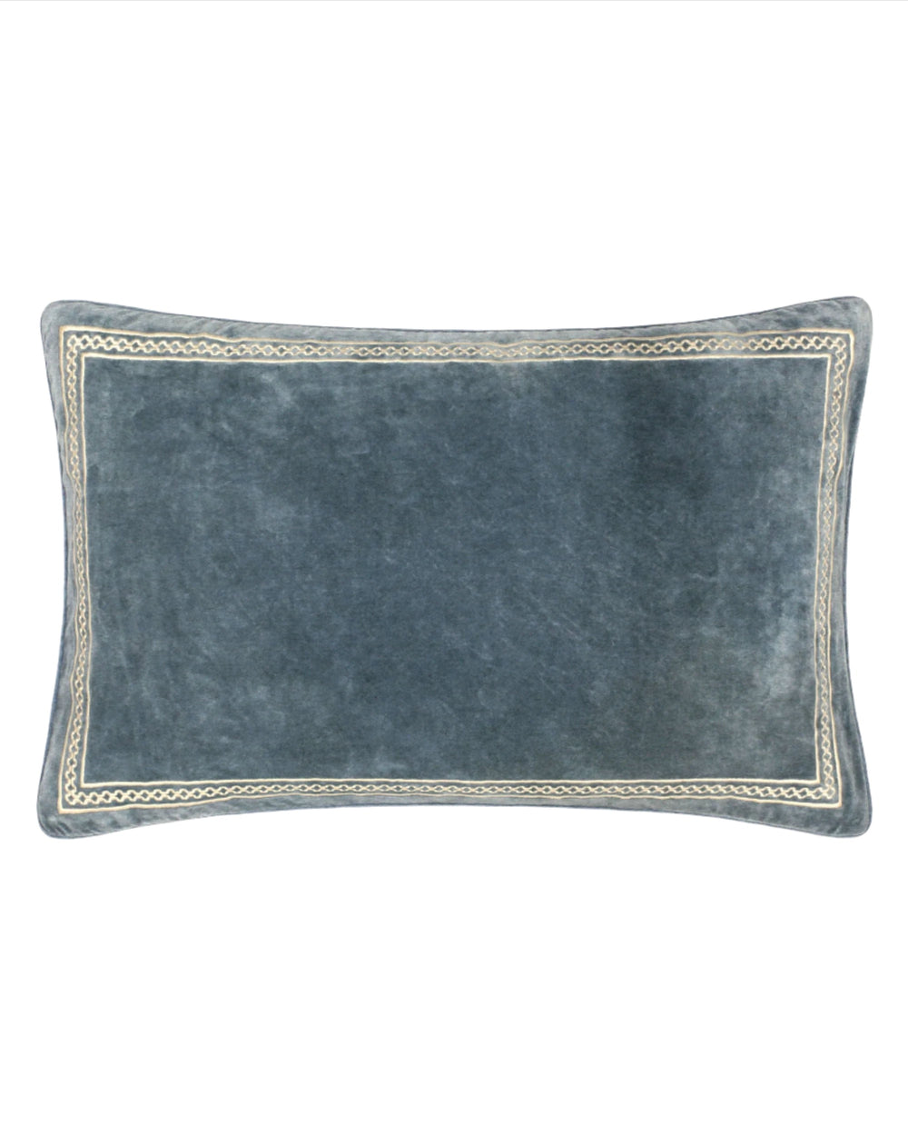 Shisho Embroidered Velvet Cushion - Indigo Blue