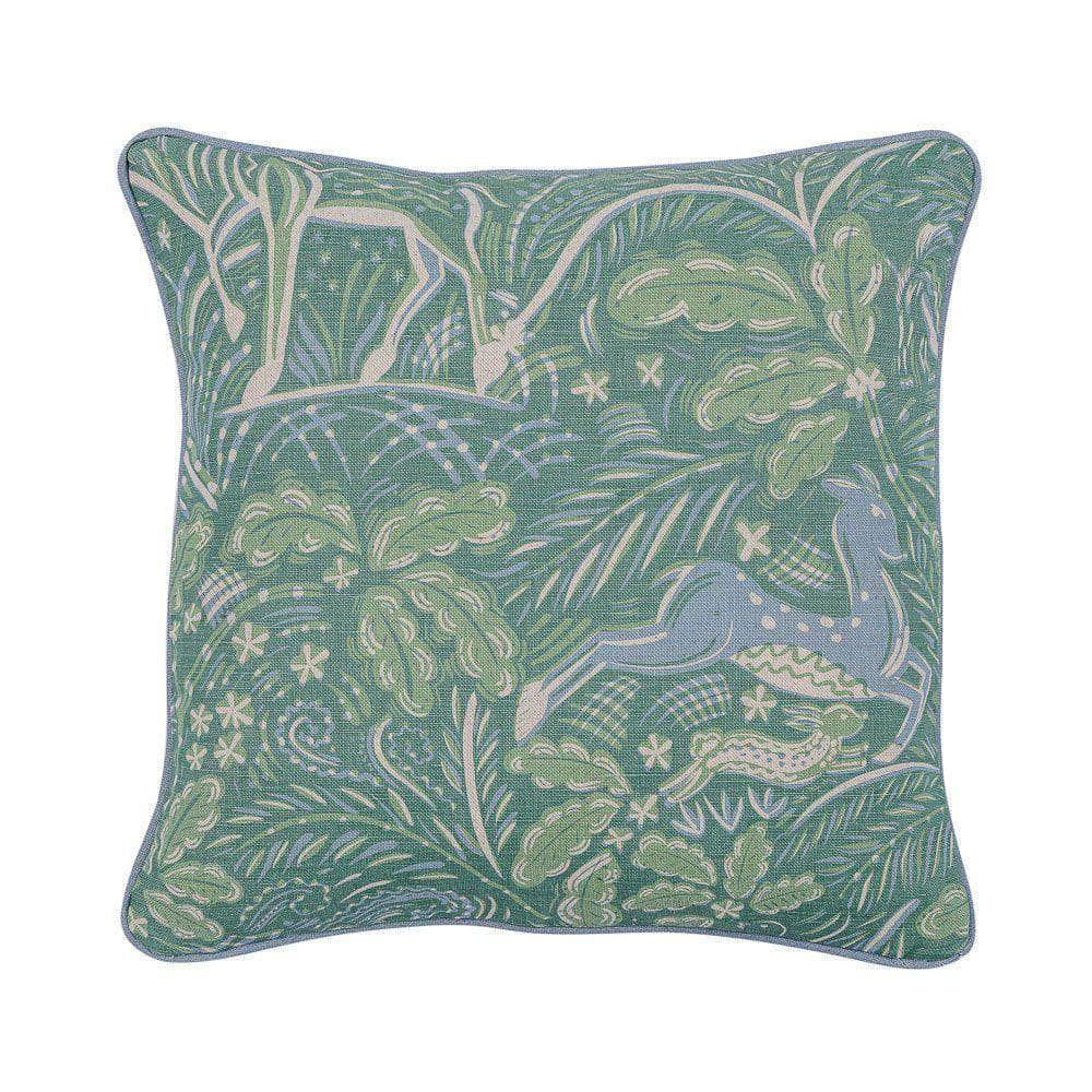 Staffordshire Small Cushion in Green and Blue
