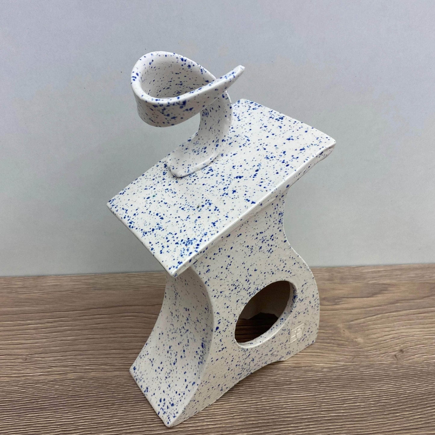 Ceramic Mantel Clock - Light Blue Speckled