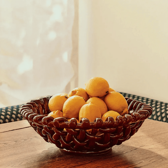 Large Burgundy Basketweave Bowl