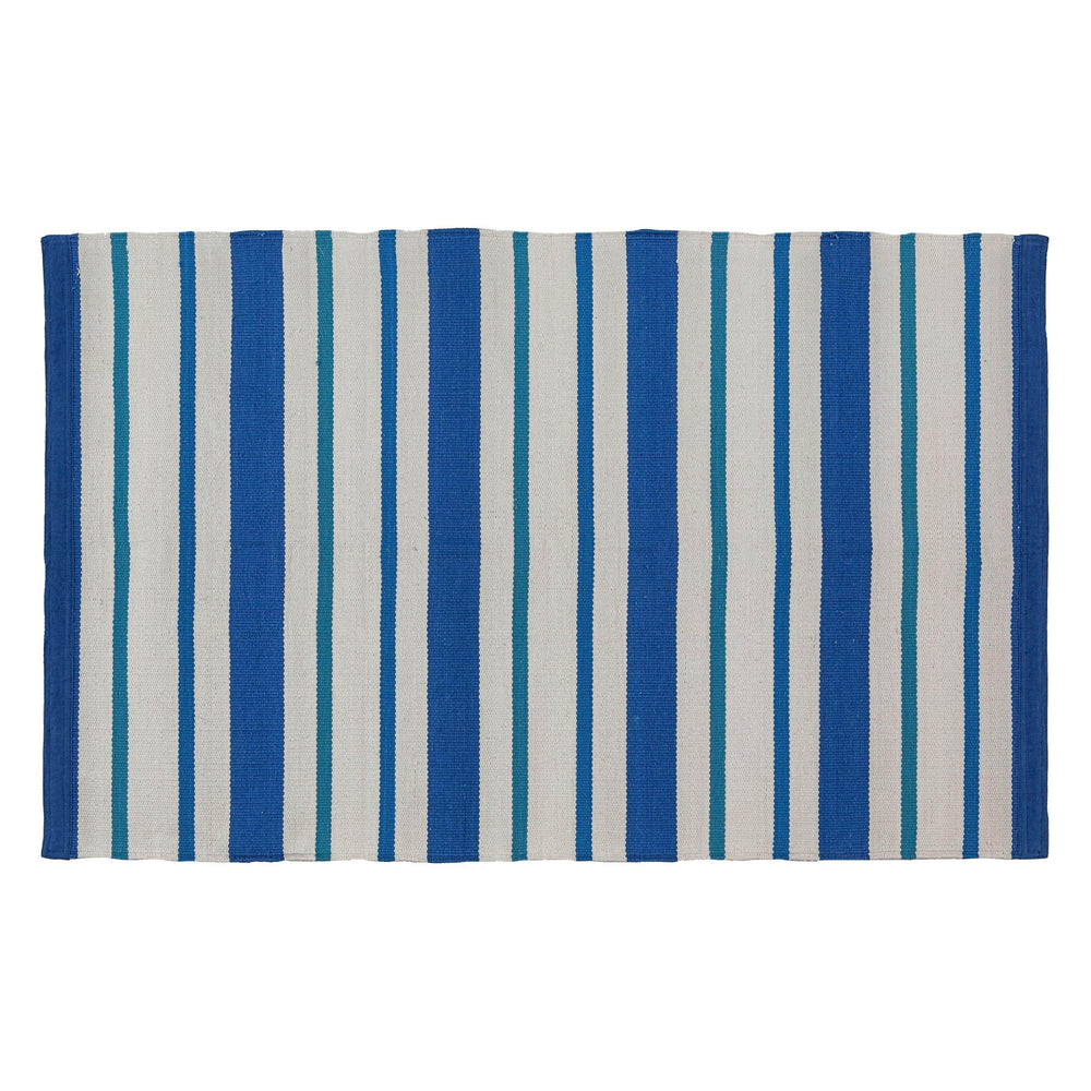 Stripe Dhurrie Rug Blue White