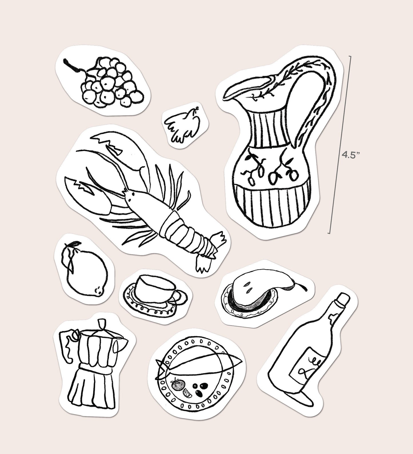 French Doodle Ceramic Sticker Set