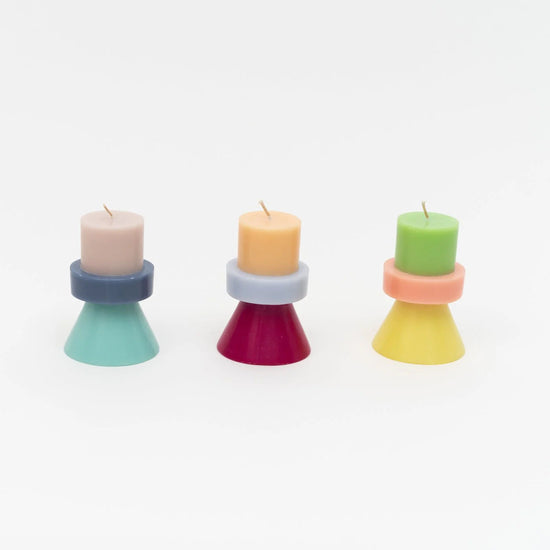 Stack Candle Mini - Lime Green / Coral / Yellow