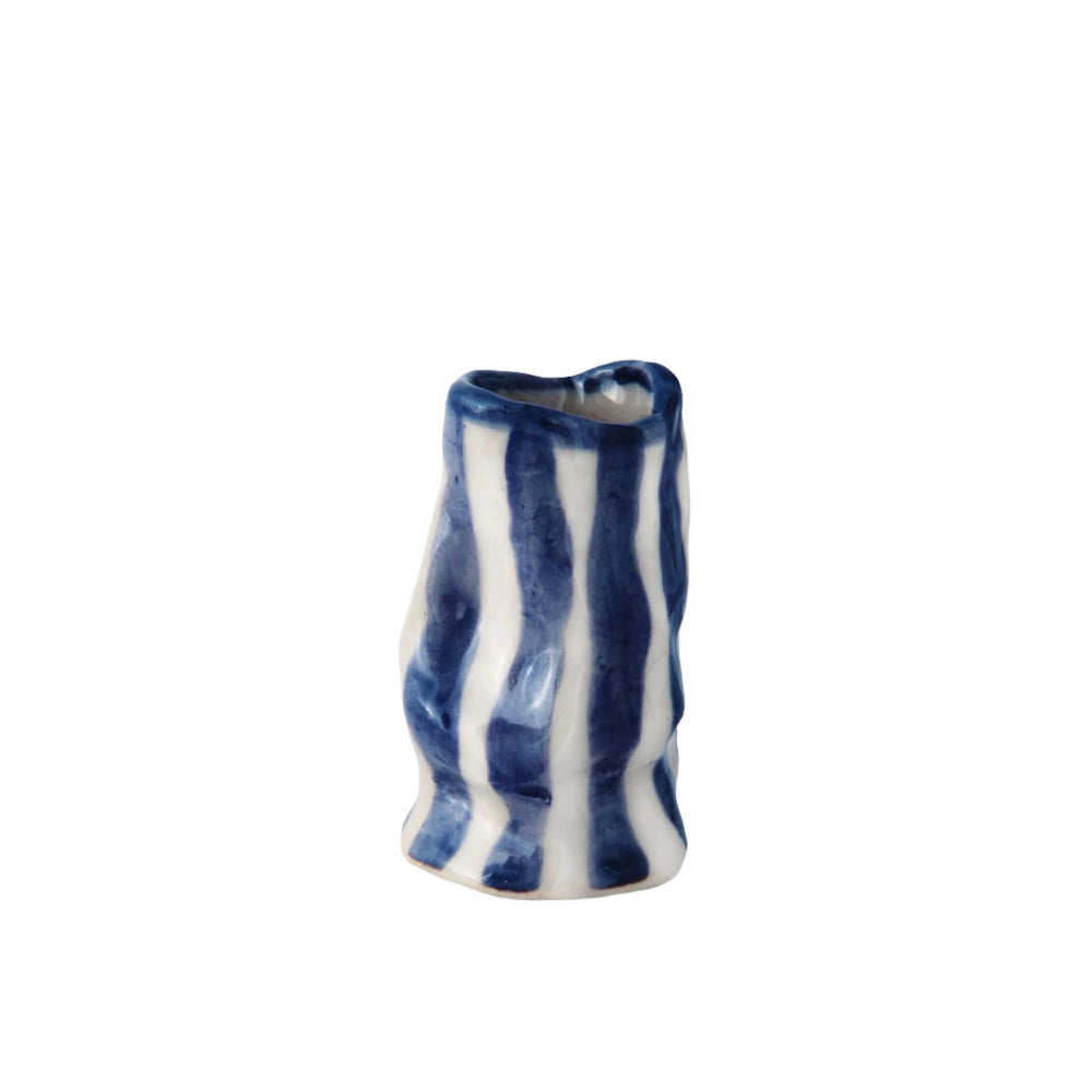 Navy Candy Stripe Candle Holder