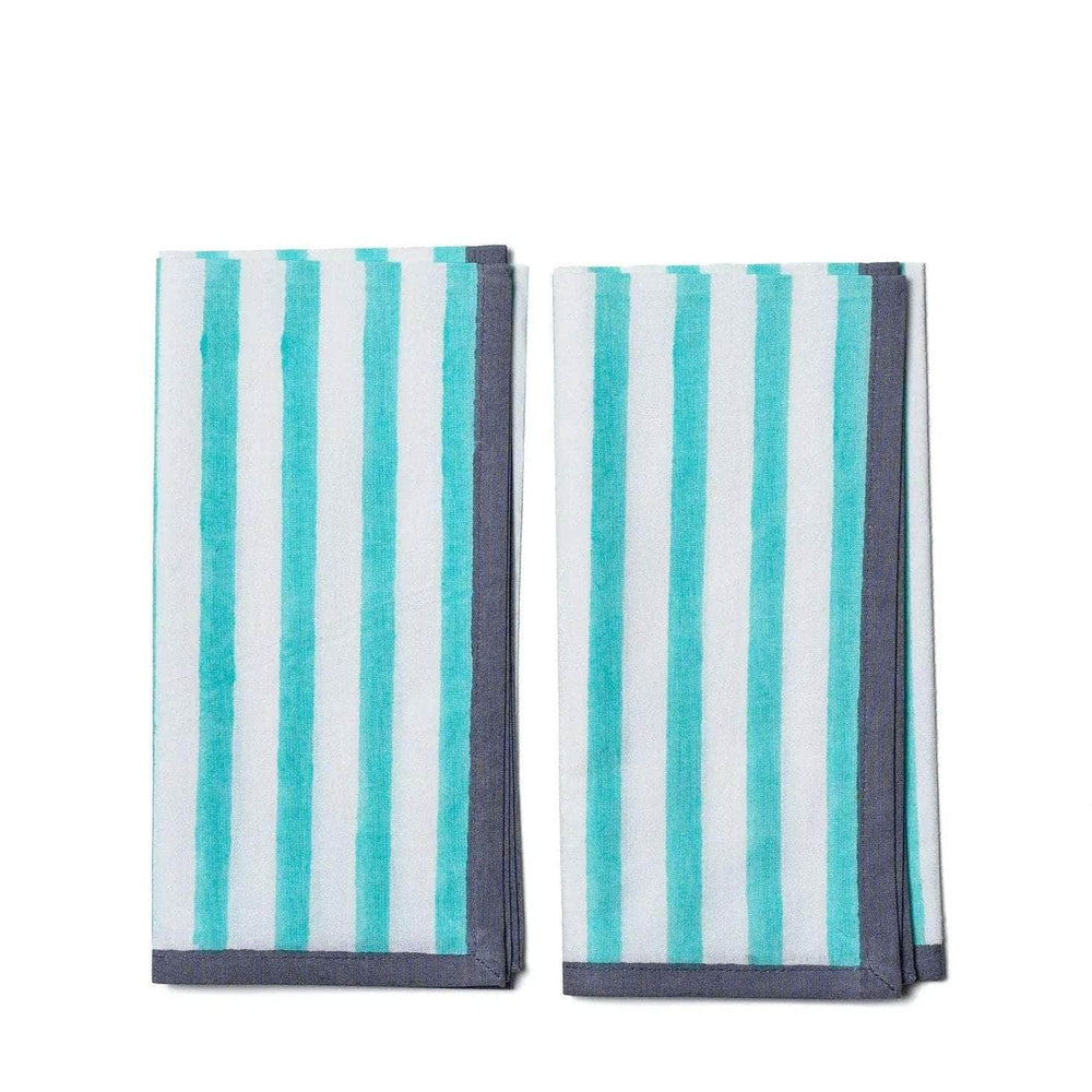 Block Stripe Napkins - Mint / White