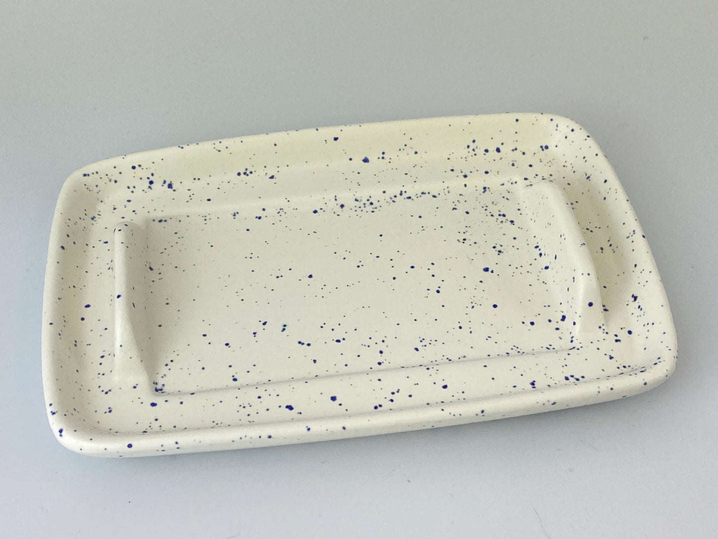 Butter Dish Light Speckled Blue Glaze