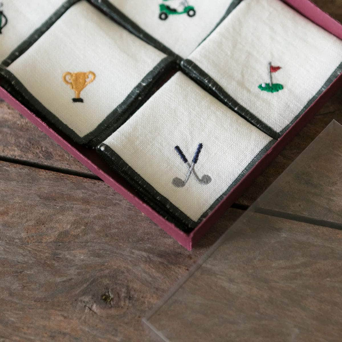 Golf Cocktail Linen Napkins - Set of Six